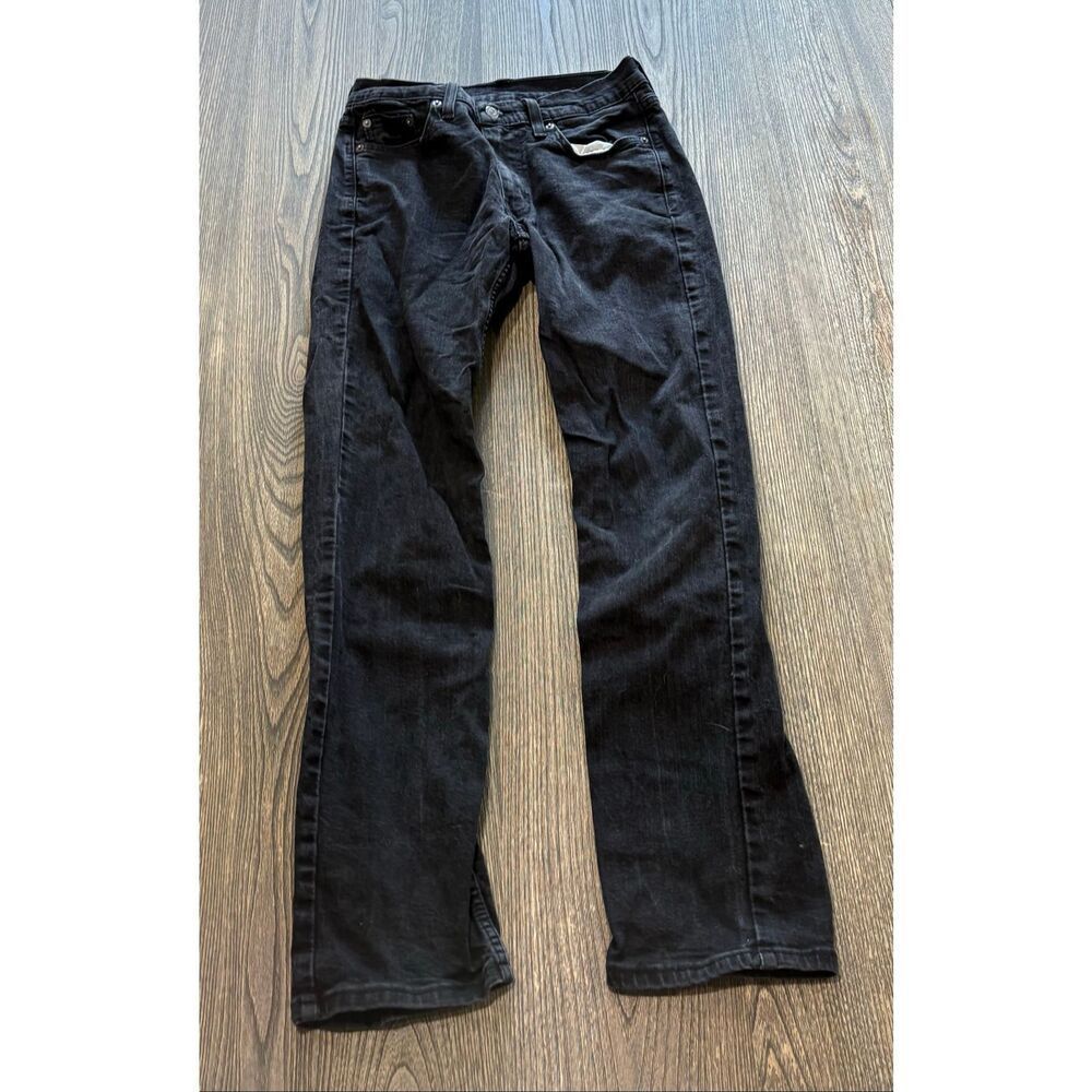 Levi's Mens Straight Jeans Mid Rise Denim Cotton Blend Dark Wash Black 30x32
